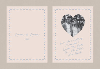 Photo Save the Date Invitation with Heart Shape Layout