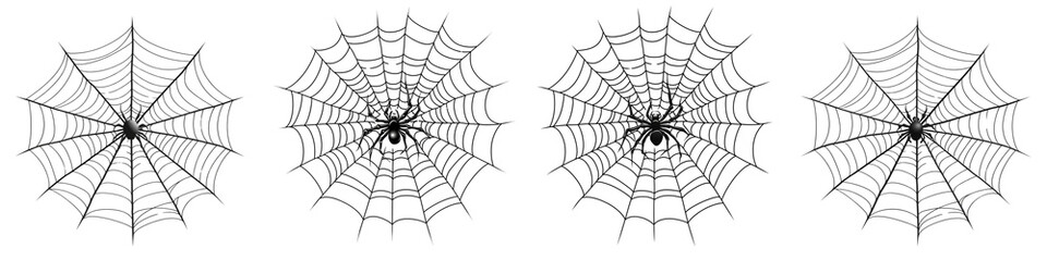 Obraz premium Set of A Vector sticker of a black spider web on a transparent background cutout, PNG file.