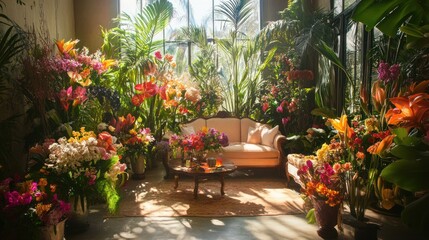 Obraz premium Sunlit Greenhouse Oasis