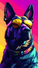 Dog, Dragon, Neon, Geometric, Abstract, Texture, Pattern Background, Wallpaper, Cover and Screen for Smartphone, PC, Laptop, 9:16 and 16:9 Format