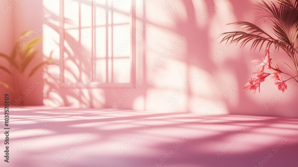 Poster 3d rendering of an abstract pink color gradient studio background for product presentation featuring