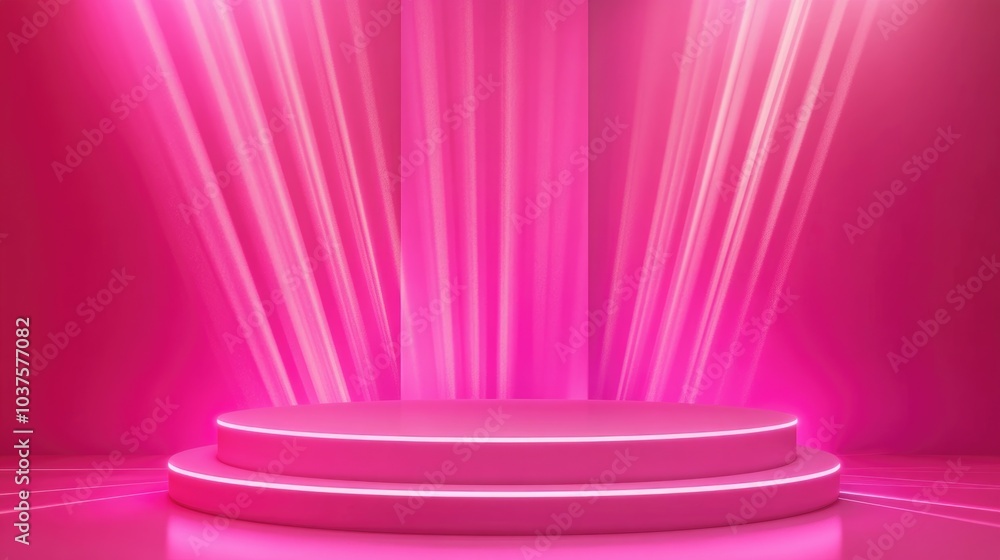 Poster 3d illustration of an empty scene featuring neon lights and rays suitable for product display or pre