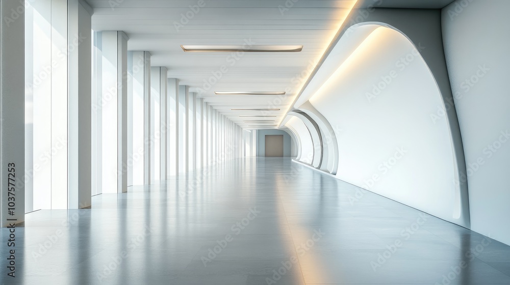 Poster 3d rendering of a modern empty corridor with a futuristic design