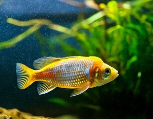 Fototapeta premium A goldfish swimming in an aquarium