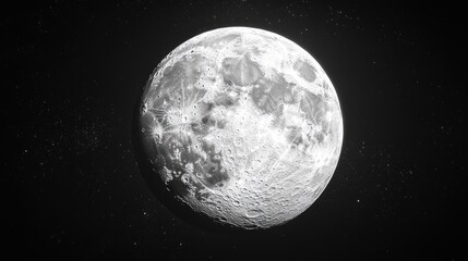Fototapeta premium 3D cartoon rendering of a full moon with visible craters against a black isolated background depicting the scene before a lunar eclipse