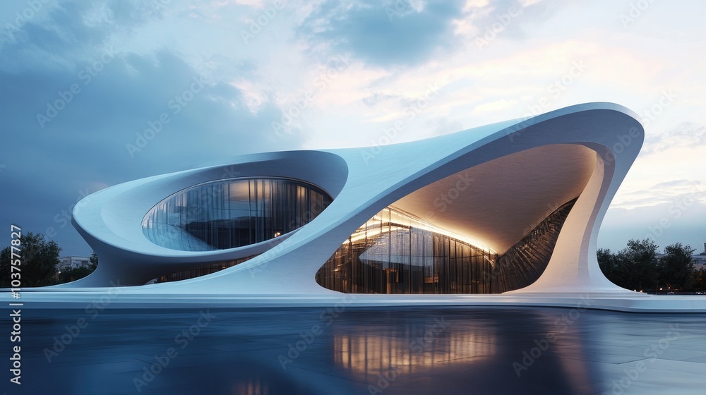 Poster 3d rendering of a modern architectural structure