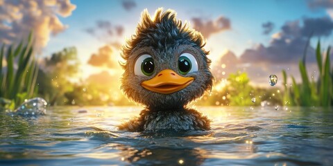 Charming aquatic bird against a natural backdrop, Lovely water bird with a scenic background