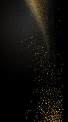 Obraz premium Glittering gold on a black background, blurred light effects, sparkling, bokeh effect, a luxurious and glamorous style. AI generation.