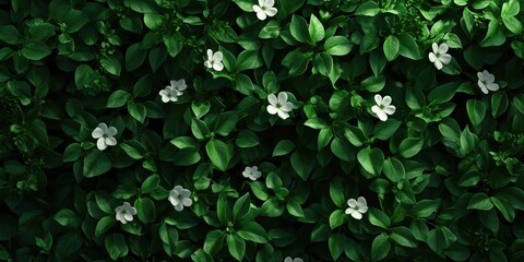 A vertical image showcasing blooming Philadelphus flowers amidst lush greenery, Blooming Philadelphus Flowers in Lush Greenery