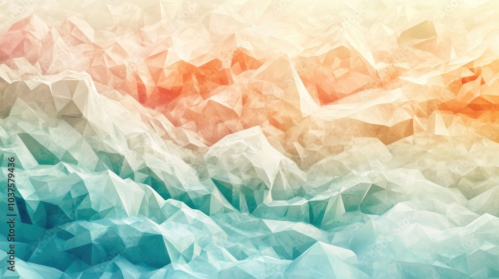 Poster low poly abstract geometric background featuring a modern gradient color scheme in a fantasy 3d rend