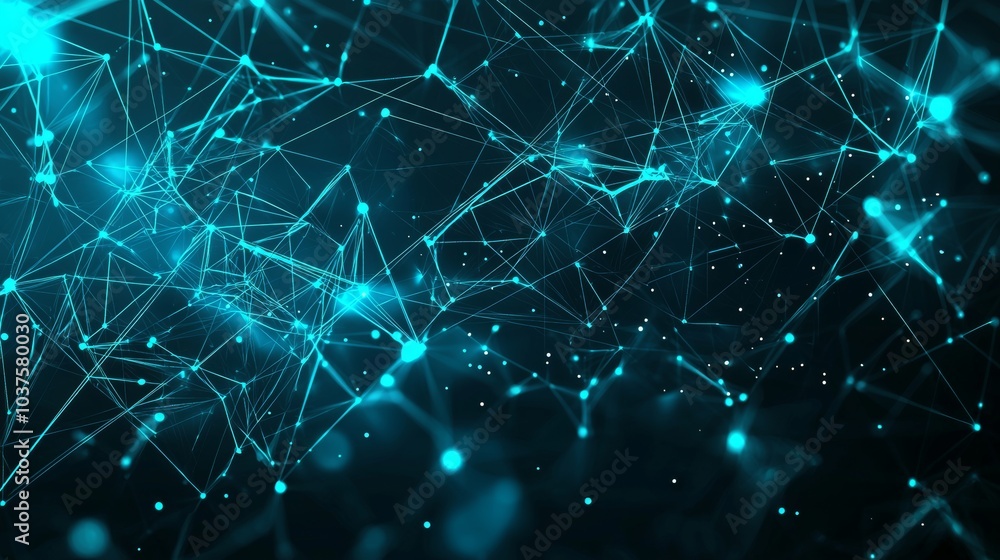 Poster a polygonal background with connected lines and dots, abstract. cybernetic networks. network and con