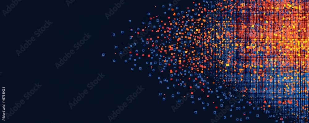 Poster information flow in the form of waves and particles. visualization of a large amount of data. transf