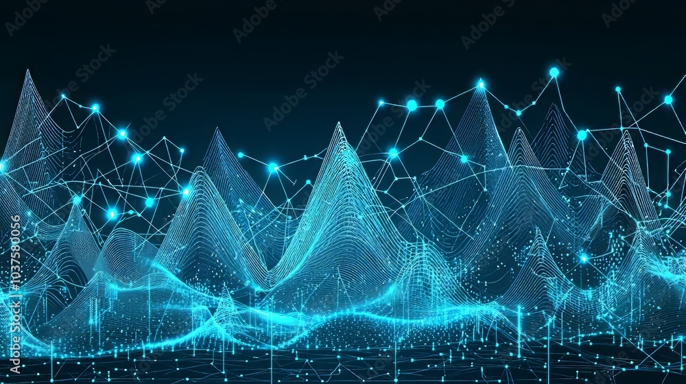 Poster stunning abstract wave technology background with blue light digital effect, technology background w