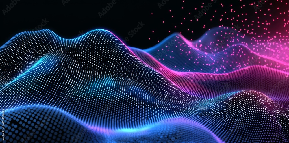 Poster animated neural network illustration in 3d. global database and stock. bright, colorful background w