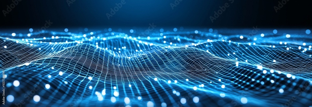 Poster modern illustration of an abstract digital network connection structure on a blue background. a glob