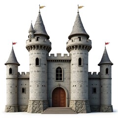Fototapeta premium Majestic Castle Isolated on White Background