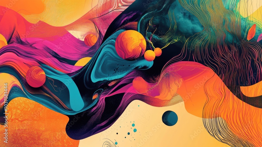 Poster vibrant abstract design with a colorful backdrop