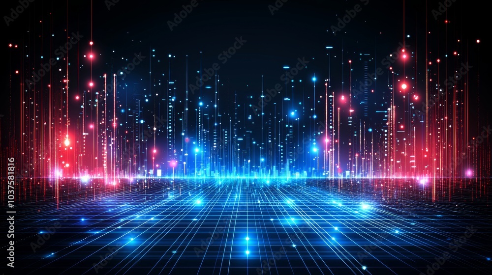 Poster abstract background for digital data, getting to digital data, digital cyberspace with particles, an