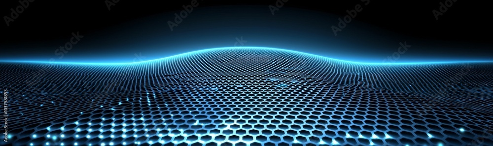 Poster graphene background. stock. machine learning. big data. wide banner. 3d render.