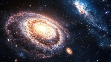 Fototapeta premium Galaxy in space depicted in a 3D cartoon rendering showcasing the beauty of the universe and a black hole