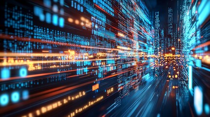 3D Representation of Digital Data Abstract Background Concepts Regarding Digital Data Analysis and Access, Particles in Digital Cyberspace, and Digital Data Network Connections, 3D Rendering