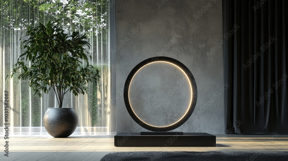 Poster concentric lighted display stand without background
