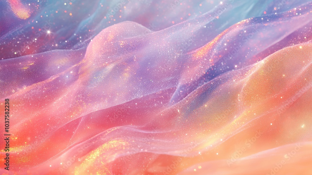 Poster holographic background featuring a rainbow mesh design whimsical banner in soft colors with a fantas