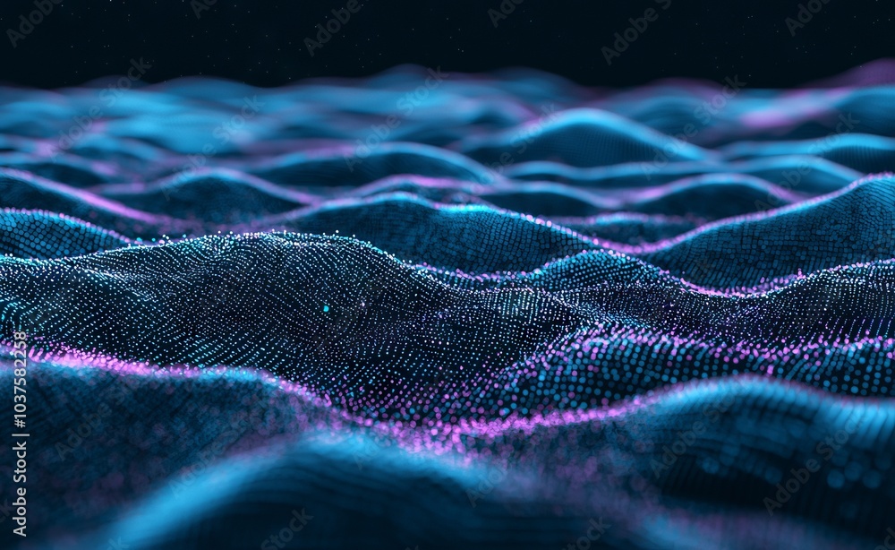 Aufkleber Abstract background with binary code elements. Big Data concept. Blockchain. 3D illustration. Neural networks and stocks.