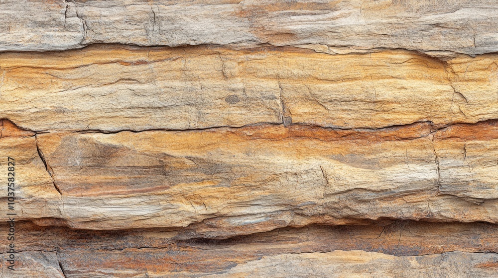 Aufkleber texture and background layers of sedimentary rock with cracks on a cliff face seamless abstract repr