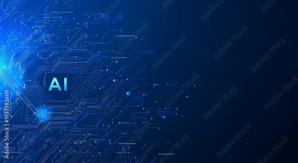 Poster a futuristic hi-tech abstract background for banners and web templates, incorporating machine learni