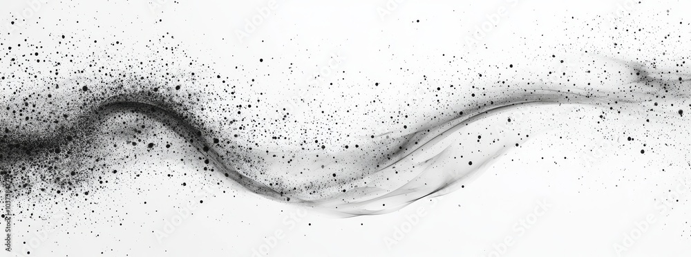 Poster an abstract halftone flowing wavy colored gradient dots shape isolated on a transparent background. 