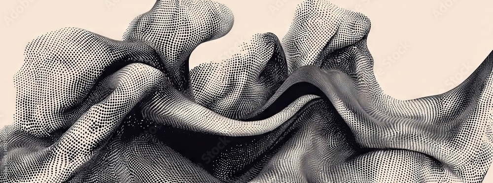 Poster halftone flowing wavy colorful gradient dots shape isolated on transparent background. design for we