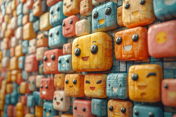 A remote team's chat platform filled with cultural emojis and symbols, celebrating diversity and expression. Concept of communication.