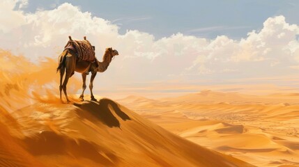 Camel Silhouette in a Desert Landscape