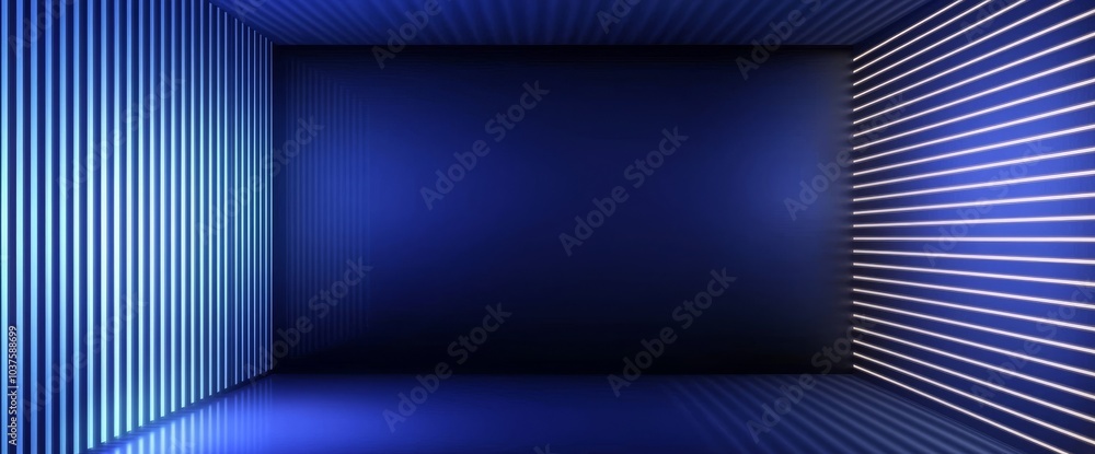 Poster an abstract light stripes pattern on a gradient blue background. abstract light stripes line pattern