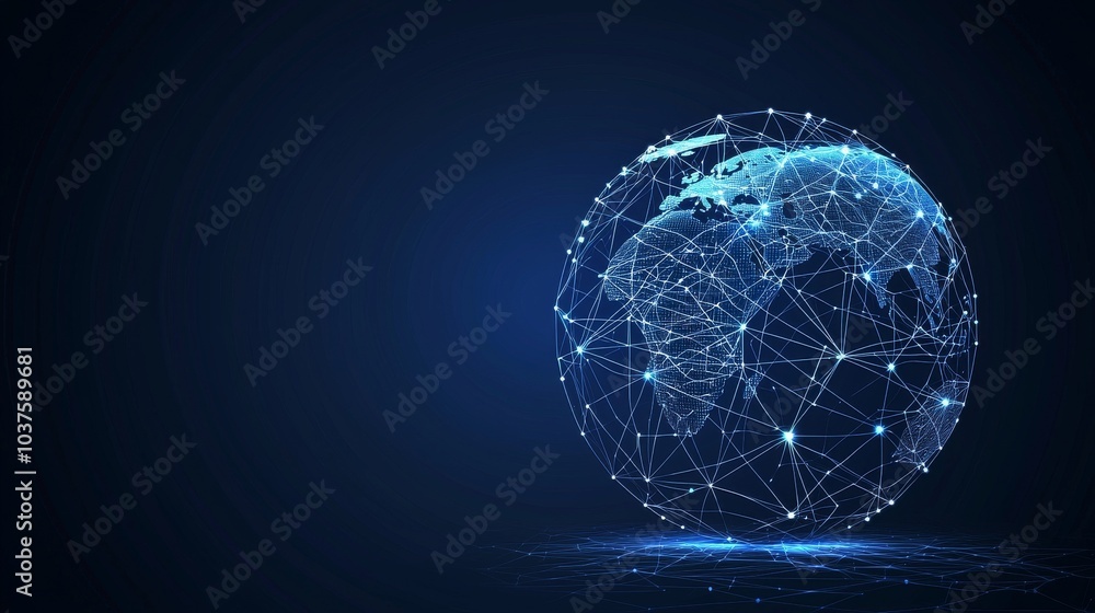 Poster technologie global world network concept. motion of digital data flow around the globe. futuristic t