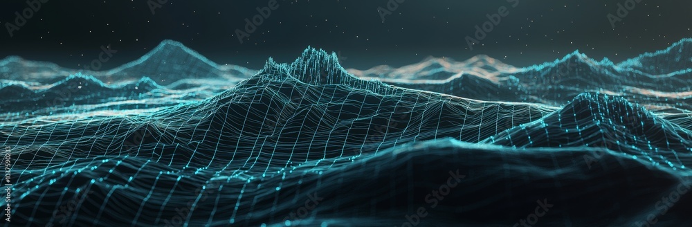 Poster modern illustration. abstract blue background with dark low poly rectangle pattern. virtual computer