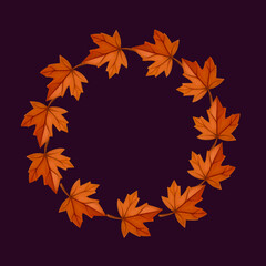 Fototapeta premium Golden Autumn Harvest Wreath: A Delicate Mix of Leaves, Flowers, and Acorns Celebrating Fall's Beauty - Perfect for Prints, Greeting Cards, Gift Wrap, and Fabric Patterns