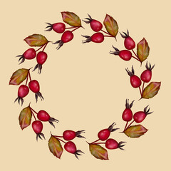 Golden Autumn Harvest Wreath: A Delicate Mix of Leaves, Flowers, and Acorns Celebrating Fall's Beauty - Perfect for Prints, Greeting Cards, Gift Wrap, and Fabric Patterns