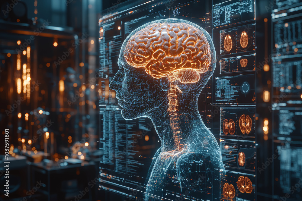 Poster an ai-driven research project mapping the human brain, helping scientists better understand neurolog