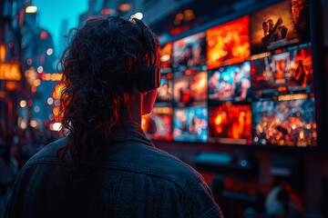 Obraz premium An AI-driven recommendation engine on a streaming service, suggesting movies and shows based on viewing history. Concept of entertainment.