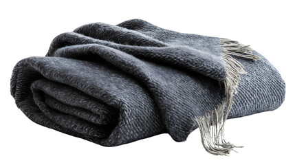 Cozy blanket with plaid pattern, isolated fabric for comfortable rest, textile cloth and soft material, warm comfort for winter on transparent background