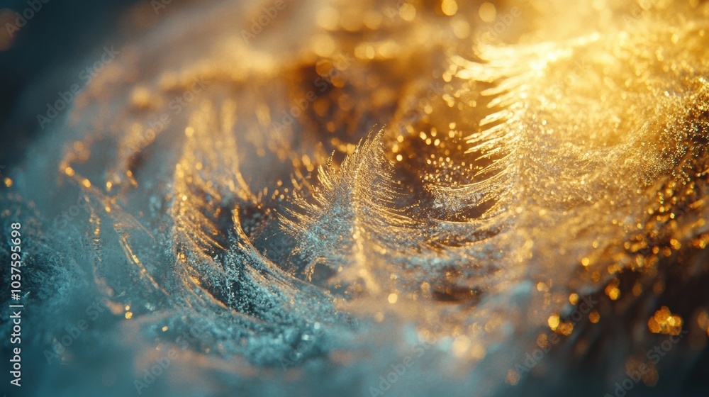 Leinwandbilder delicate frosty patterns dance under a warm golden light, creating a captivating contrast against th
