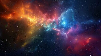 Naklejka premium Nebula and stars in deep space, with a vibrant mix of colors and cosmic dust