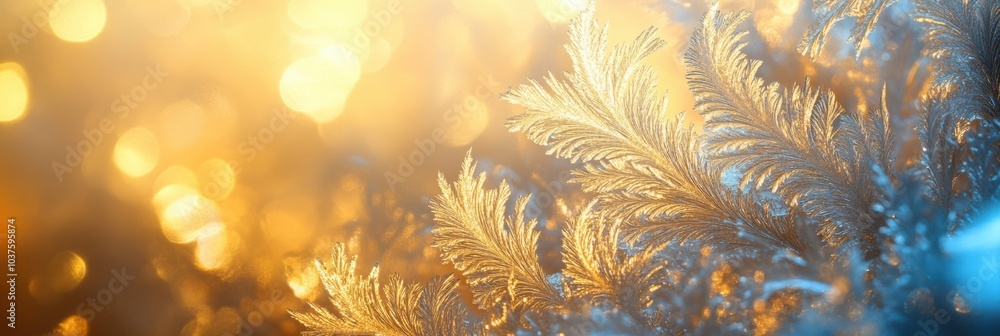 Poster intricate frosty patterns emerge, evoking a sense of tranquility while shimmering against a soft, wa
