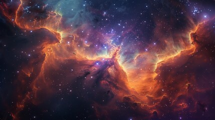 Obraz premium Nebula and stars in deep space, with a vibrant mix of colors and cosmic dust