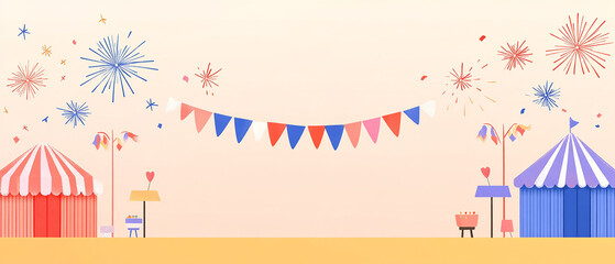 Obraz premium Circus tent with fireworks and bunting