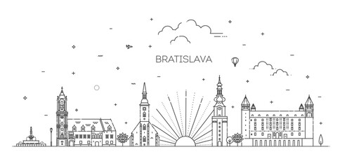 Obraz premium Bratislava City, Slovakia architecture line skyline illustration