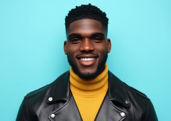 Obraz premium Smiling Man in a Leather Jacket
