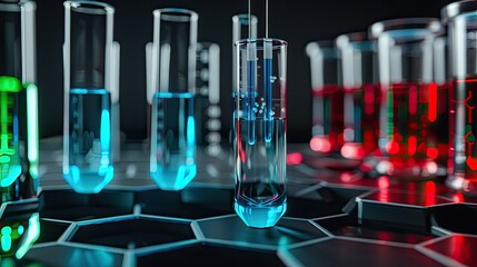 an advanced scientific experiment with holographic data visualization 